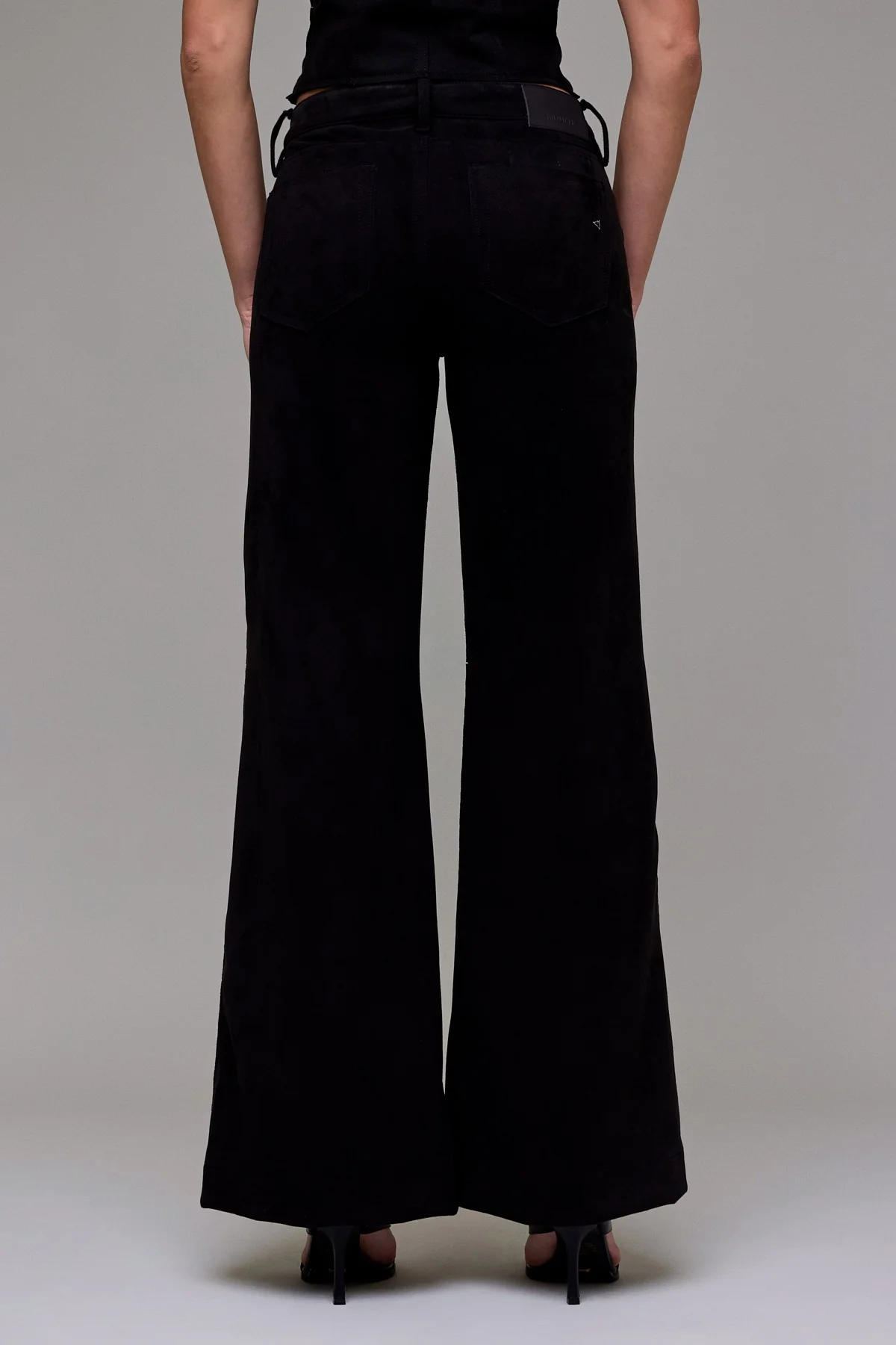 Black Suede Stretch Comfort Flare Pants – 33” Inseam - Image 3