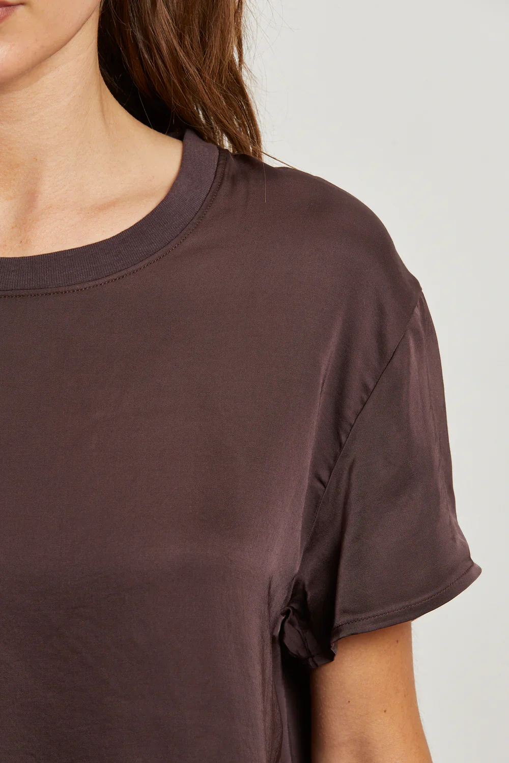 Delphine Satin Crew Neck Tee - Image 3