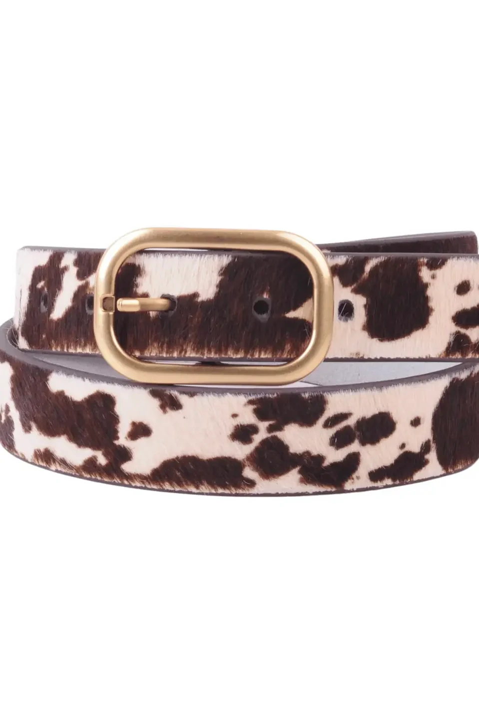 Morgan Cow Print Belt with Rectangular Buckle - Image 2