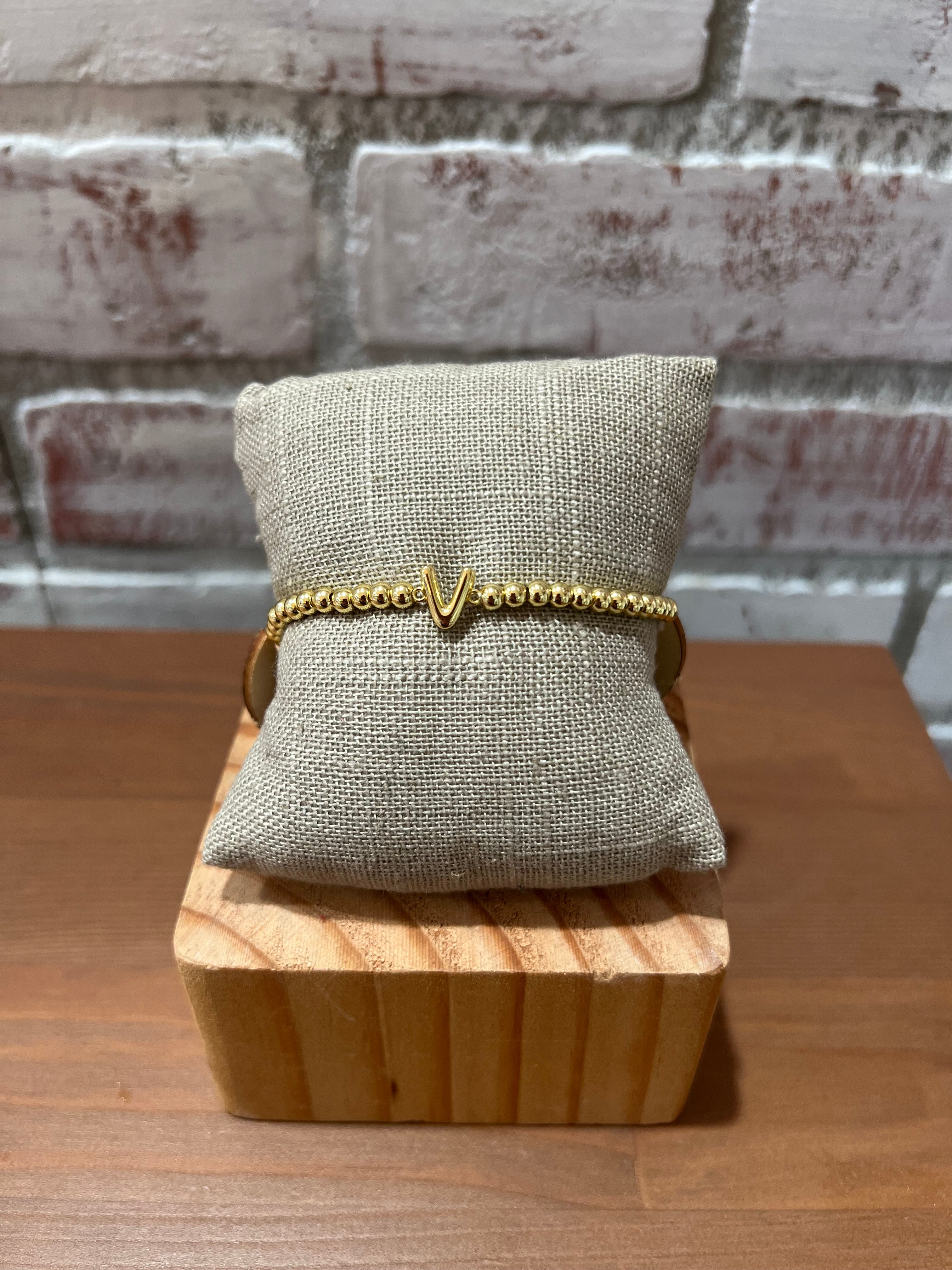 Paulina Stretch Gold Initial Bead Bracelet - Image 20