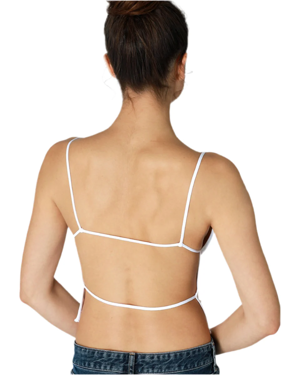 Ria Black Open Back Strappy Seamless Top - Image 2
