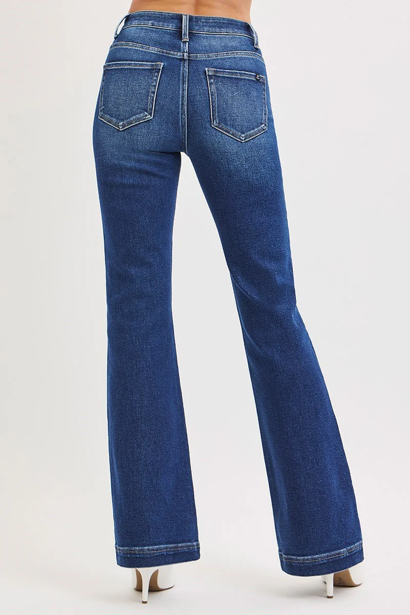 Risen Low Rise Stretch Flare Jeans – Deep Blue - Image 4