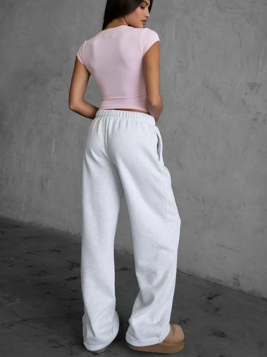 So Comfy Cloud Fleece Wide-Leg Sweatpants —Ash - Image 3